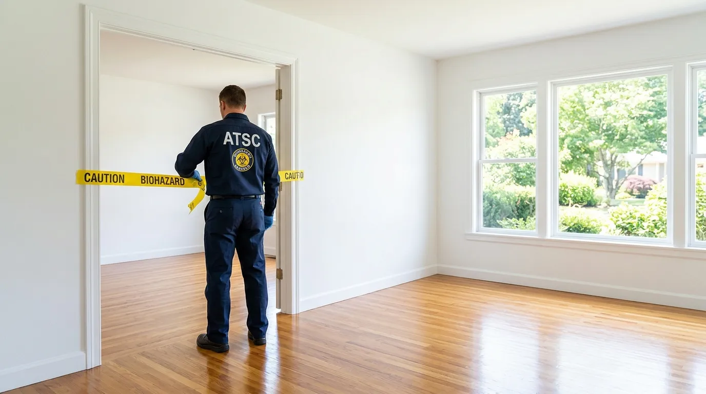 Certified biohazard cleanup crew performing Trauma Scene Cleanup in Natick